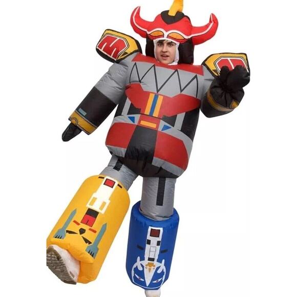 Megazord Inflatable Costume Adult Power Rangers Blow Up Robot Cosplay Halloween - Picture 1 of 9